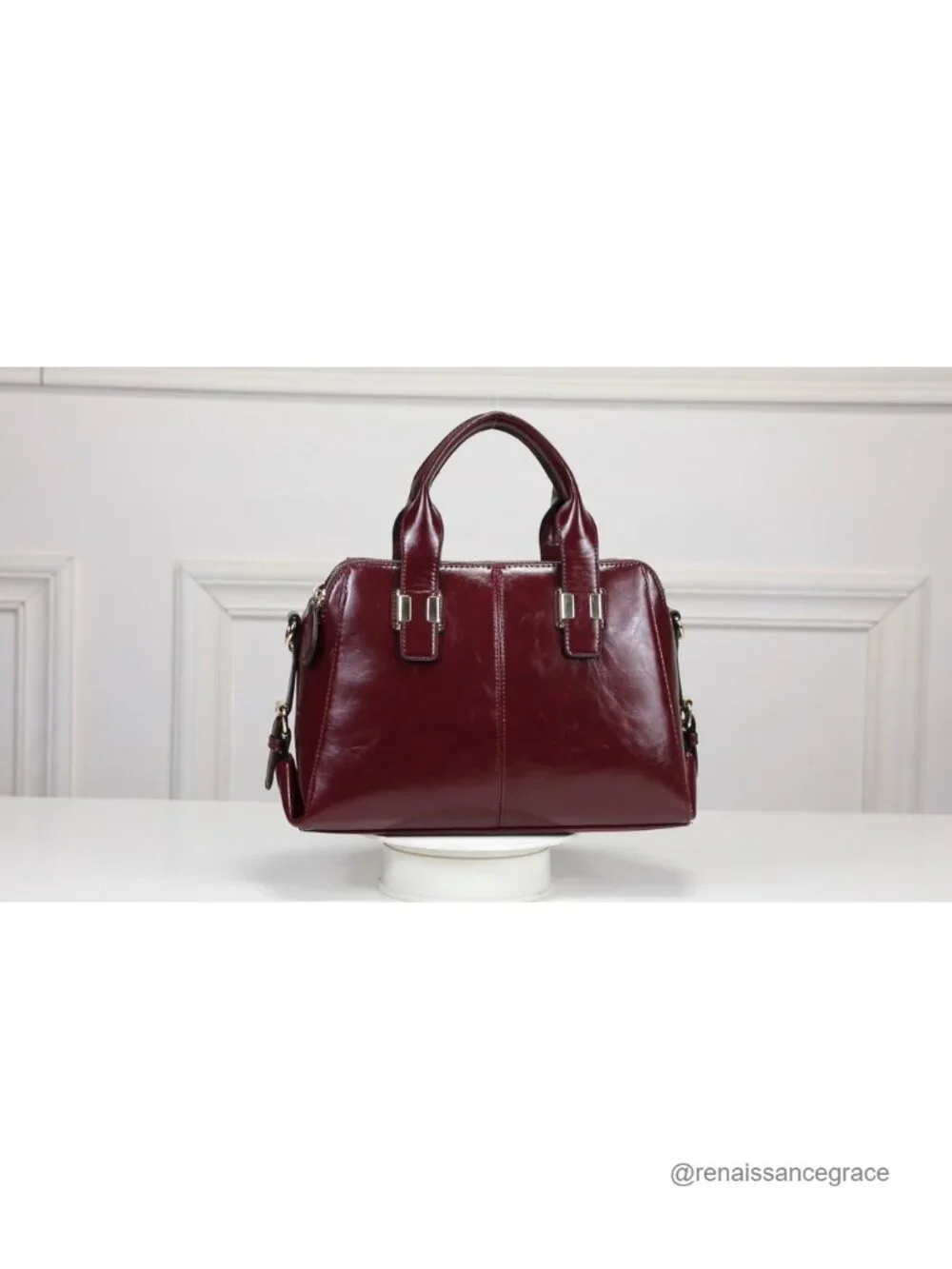 Faux Patent Leather Satchel Tote Bag for Women Work Purse Triple Compartments